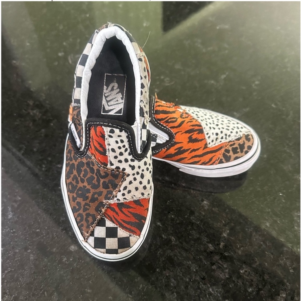 VANS CLASSIC SLIP ONS MULTI DALMATIAN patchwork kids sz 12.5